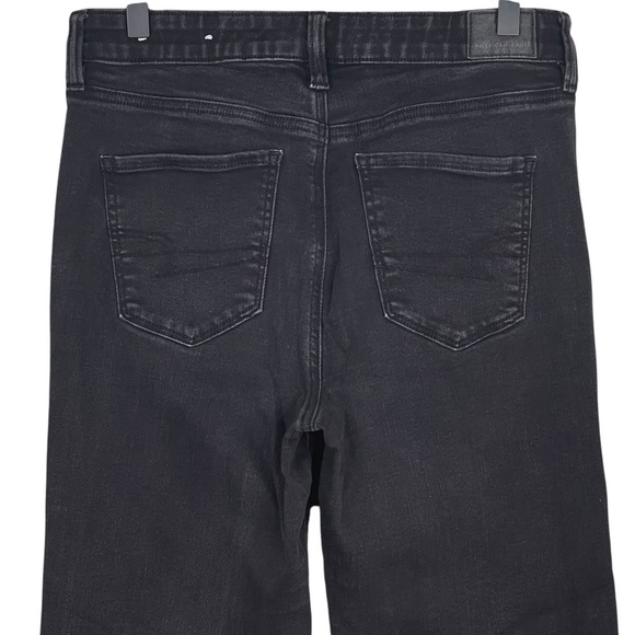 American Eagle Festival Flare Jeans Sz 10 Black High Rise Stretch Denim Western - Picture 7 of 10